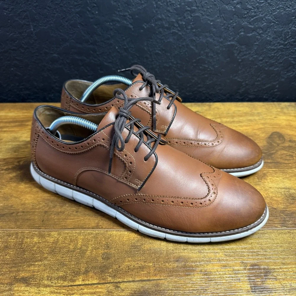Johnston & Murphy XC4 Prentiss 20-8370 Tan Leather Wingtip Oxford Mens 9.5M